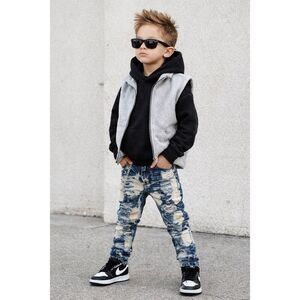 Boys Distressed Acid Wash Skinny Jeans Paint Splatter Streetwear Size 4 GS-115
